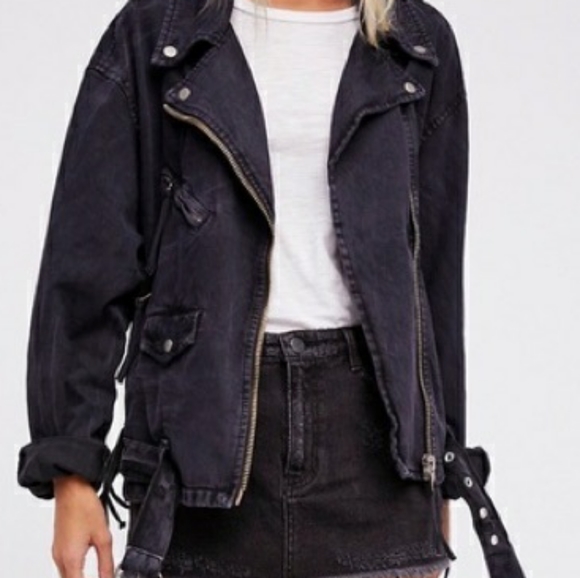 Free People Denim Moto Jacket - Picture 4 of 8